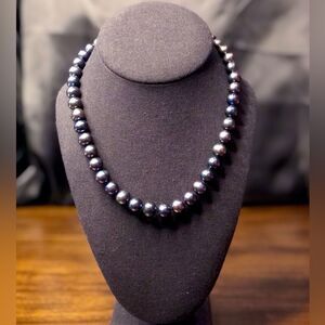 Hand Knotted PEACOCK PEARLS w Sterling Silver Lobster Claw Clasp 18 inches long